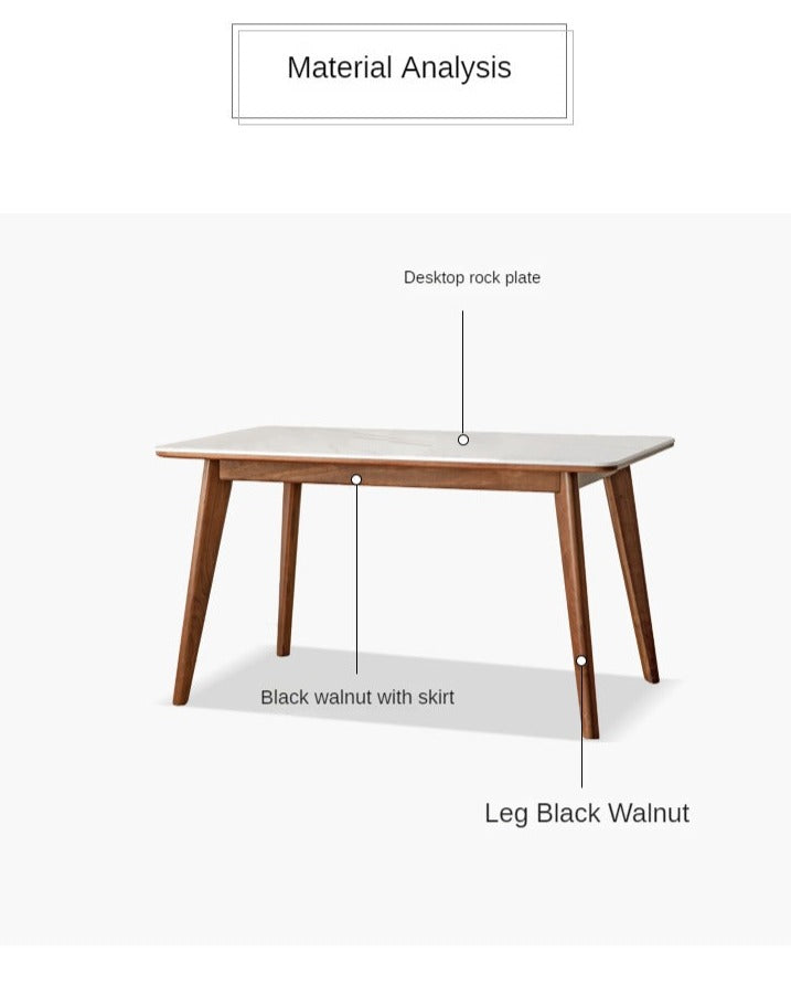 Ash, Black Walnut Solid Wood Slate Dining Table