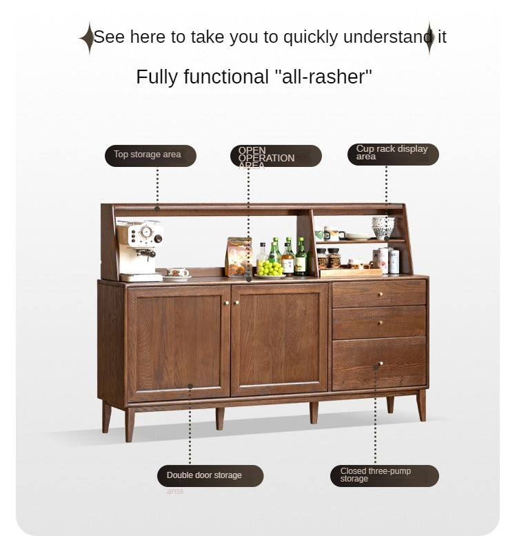 Oak Solid Wood, Solid Rubberwood Modern Dining Sideboard