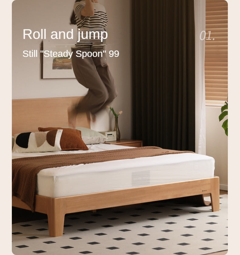 Poplar Solid Wood Modern Large headboard Bed