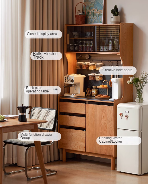 Cherry Solid Wood Rock Board Retro Storage Cabinet