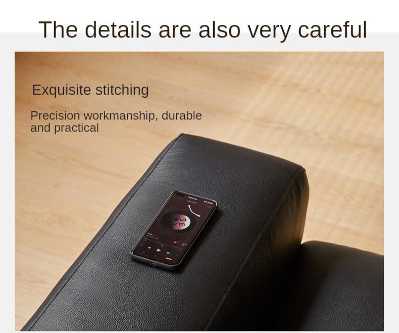 Leather Sofa First Layer Yellow Cowhide Tofu Block Leather Sofa.