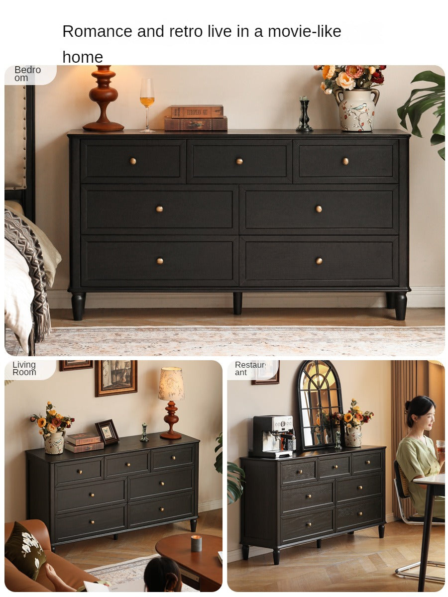 Solid RubberWood, Oak Solid Wood American Style Dresser, Drawers