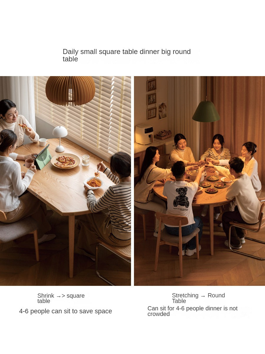 Oak Solid Wood Folding Round Dining Table