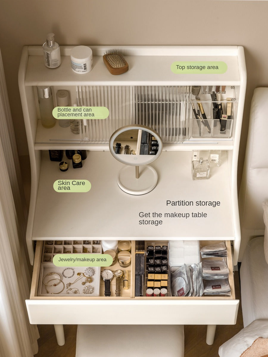 Ash Solid Wood Cream Style Vanity Table.