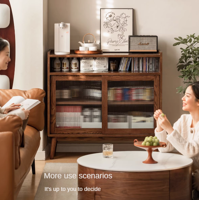 Oak Solid Wood, Solid RubberWood Modern Multifunctional Sideboard