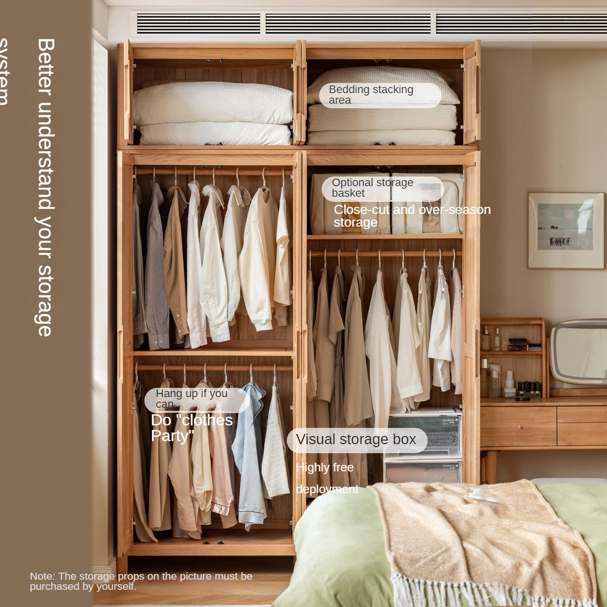 Oak solid wood Wardrobe