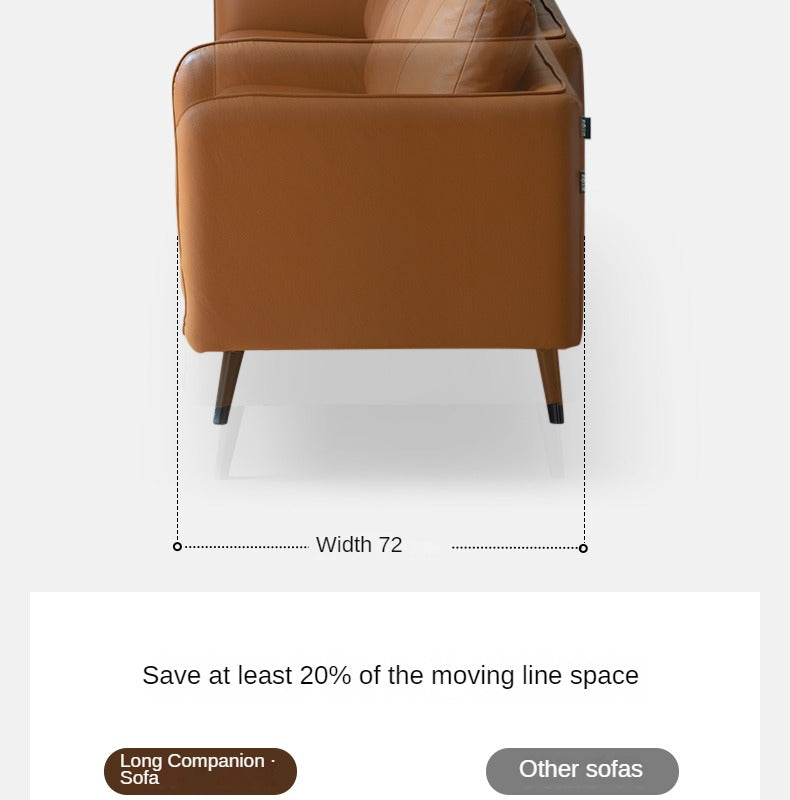 Leather Italian Minimalist Top Layer Cowhide Sofa.