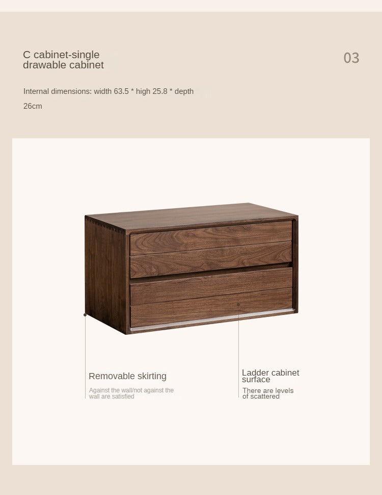 Black Walnut Solid Wood Free Combination Multifunctional Bookcase.