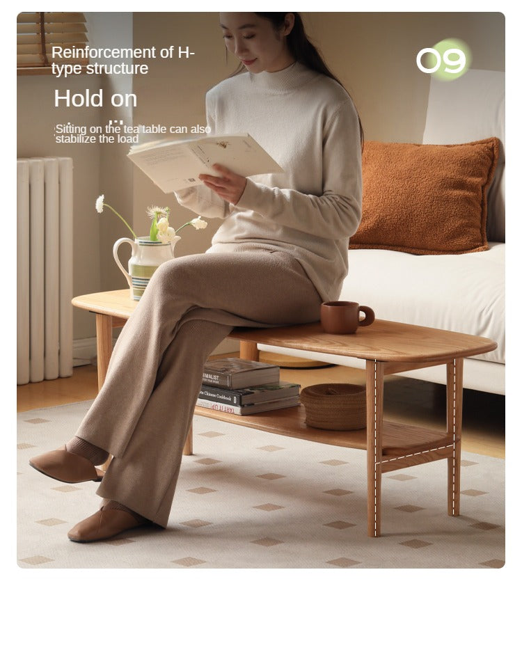 Oak Solid Wood Minimalist Ultra Narrow Coffee Table