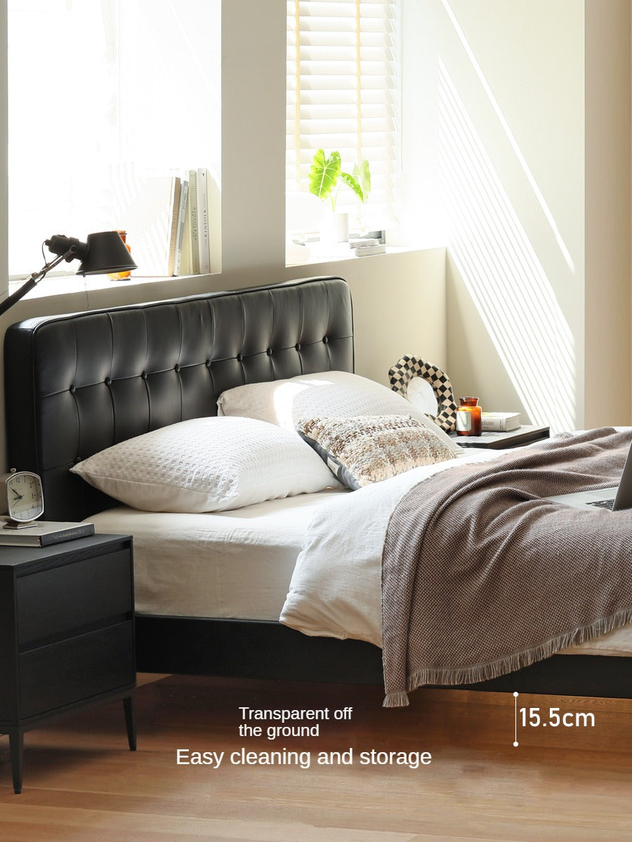 Black High-end Leather Suspension Bed