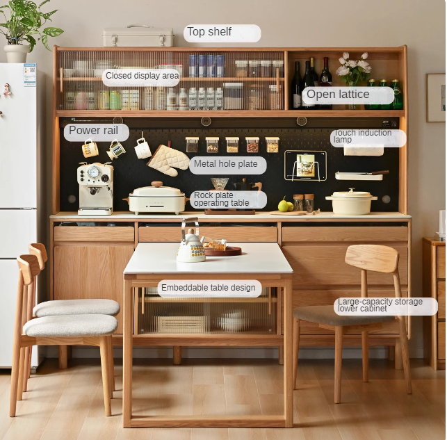 Oak Solid Wood Rock Plate Dining Sideboard
