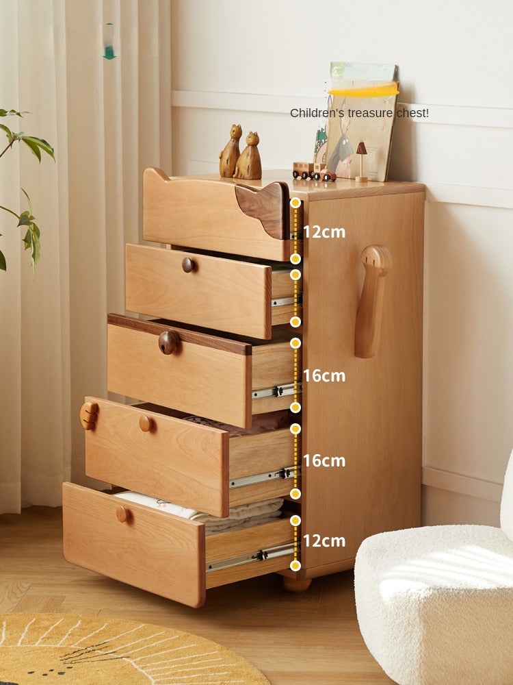 Beech Solid Wood  Kids Chest of Drawers -Type Toy Storage Cabinet