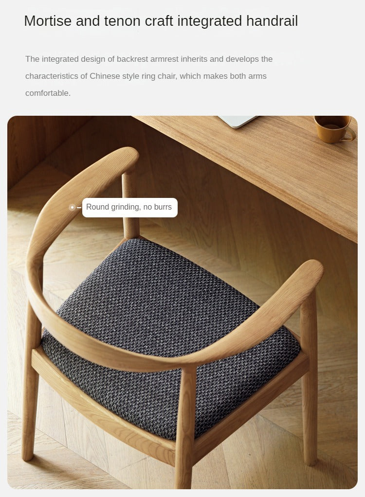 Ash Solid Wood Japanese Presidential Dining Chair