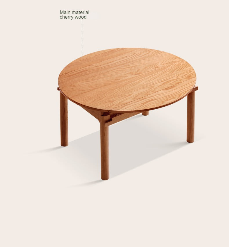 Cherry Solid Wood Retractable Folding Round Table