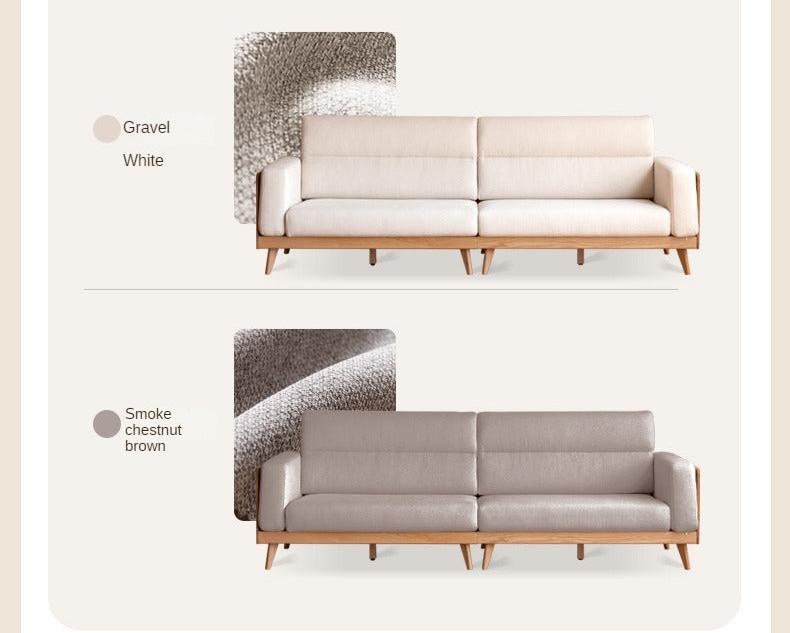 Oak Solid Wood Modern Log Style Corner Fabric Sofa.