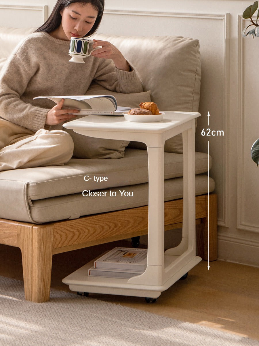 Birch Solid Wood Mobile Side Table