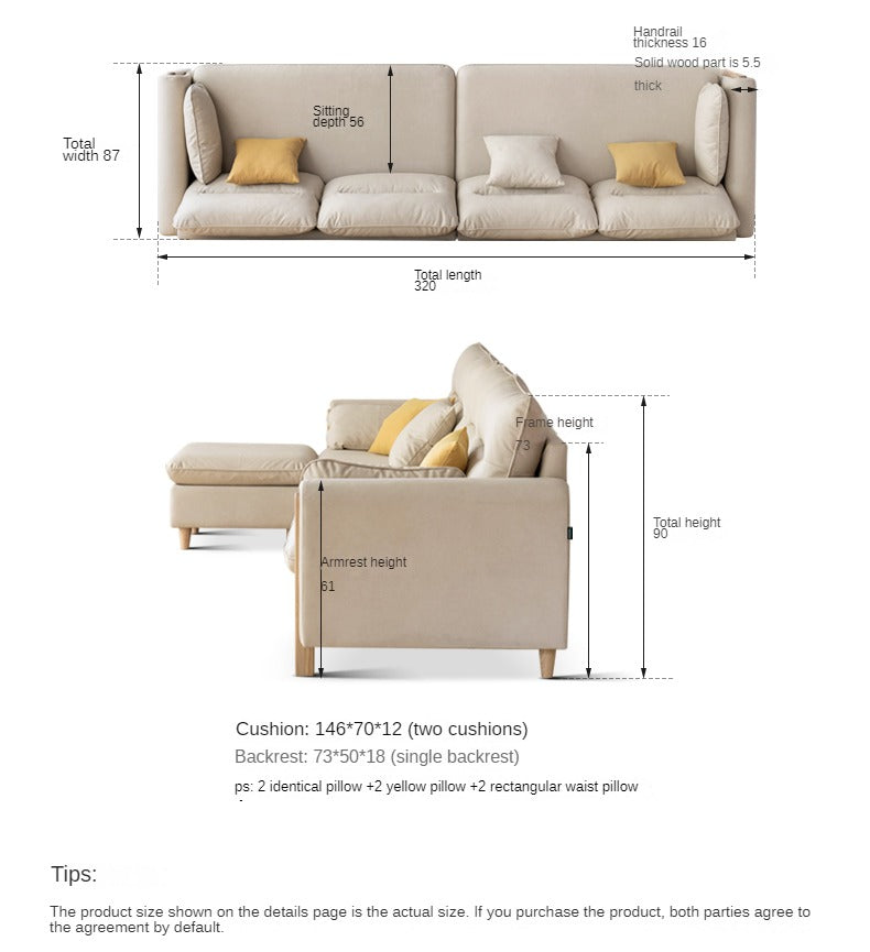 Ash Solid Wood Technology Fabric Corner Sofa.