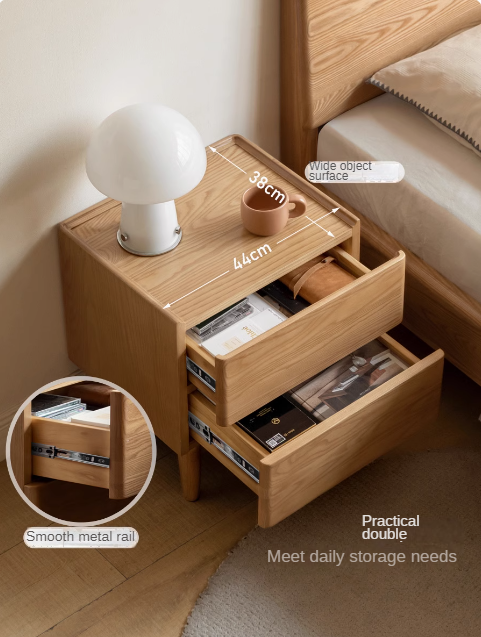 Ash, Oak, White Ash, White Oak, Sandalwood Solid Wood White Wax Small Nightstand