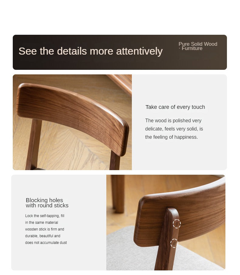 Black Walnut, Ash, Oak, Solid Rubberwood Chair 4 pcs set