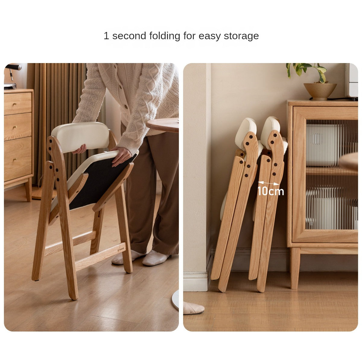 Solid Rubberwood, Oak Solid Wood Organic Leisure Folding Chair