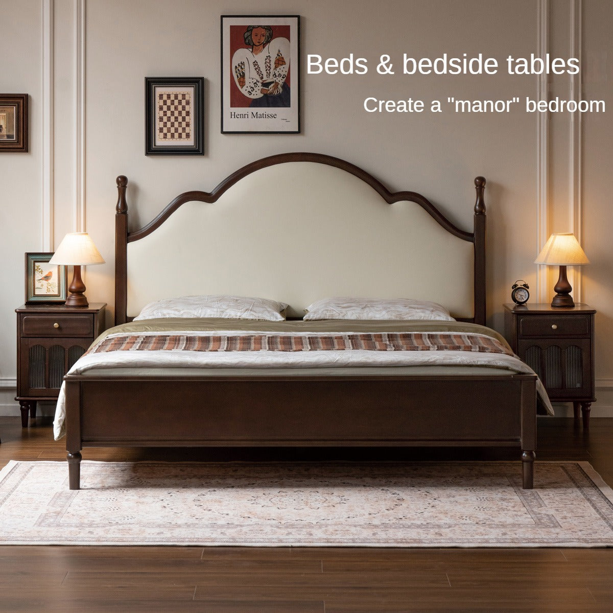 Black Walnut, Poplar Solid Wood American Retro Retractable Dressing Table.