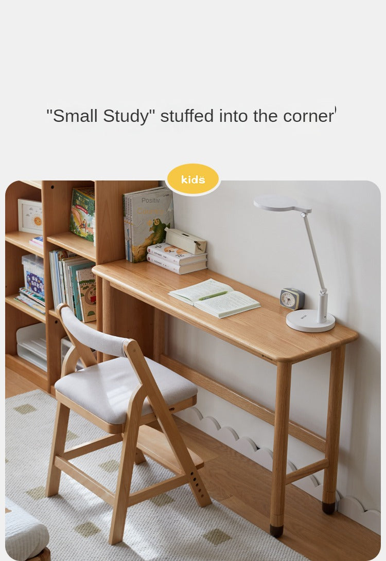 Oak Solid Wood Lifting Study Table Narrow Desk