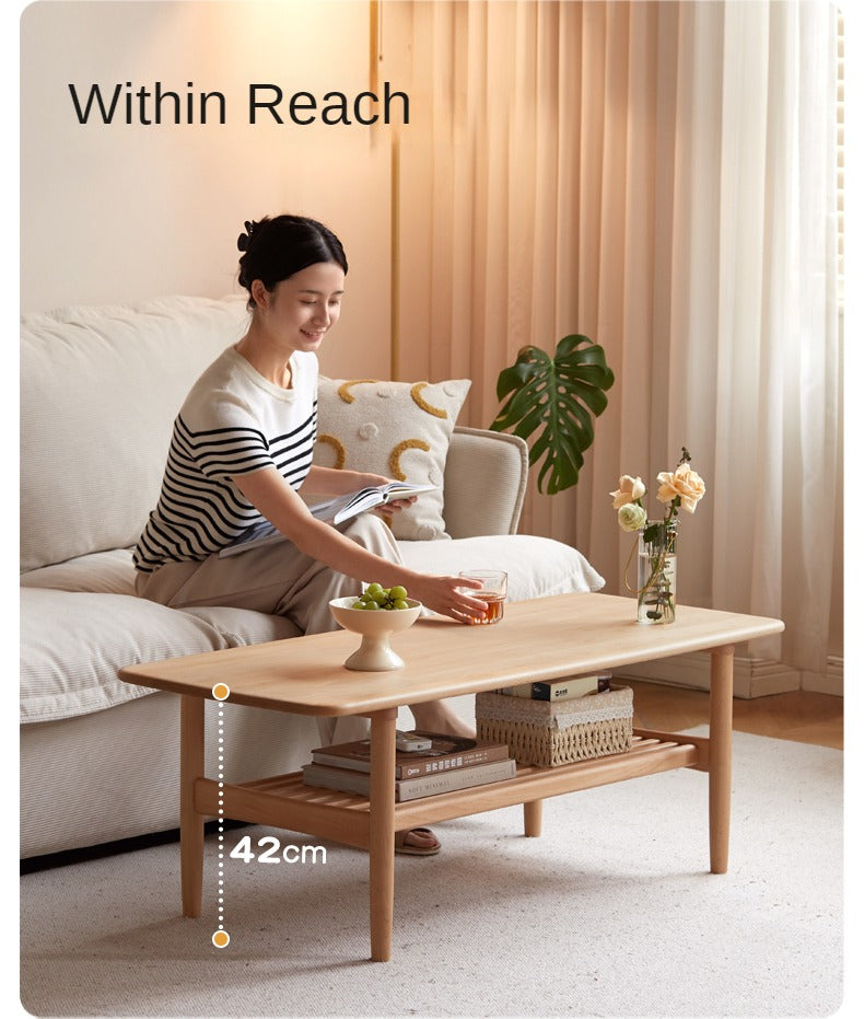 European Beech Solid Wood Modern Coffee Table