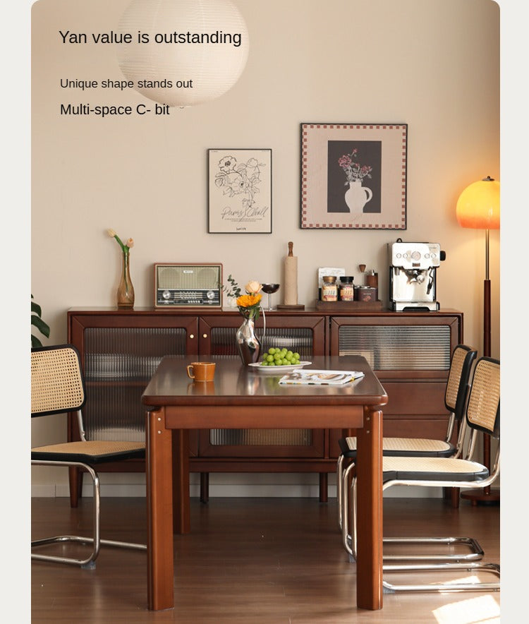 Poplar Solid Wood Retro Large Board Dining Table
