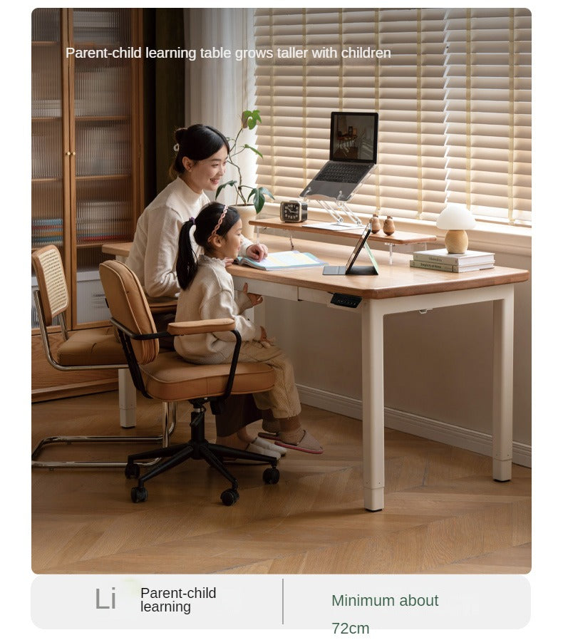Oak Solid Wood Electric Elevating Dual Motor Office Desk