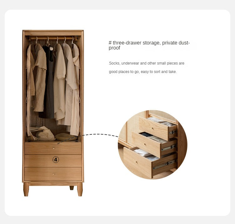Oak Solid Wood Rattan Wardrobe.