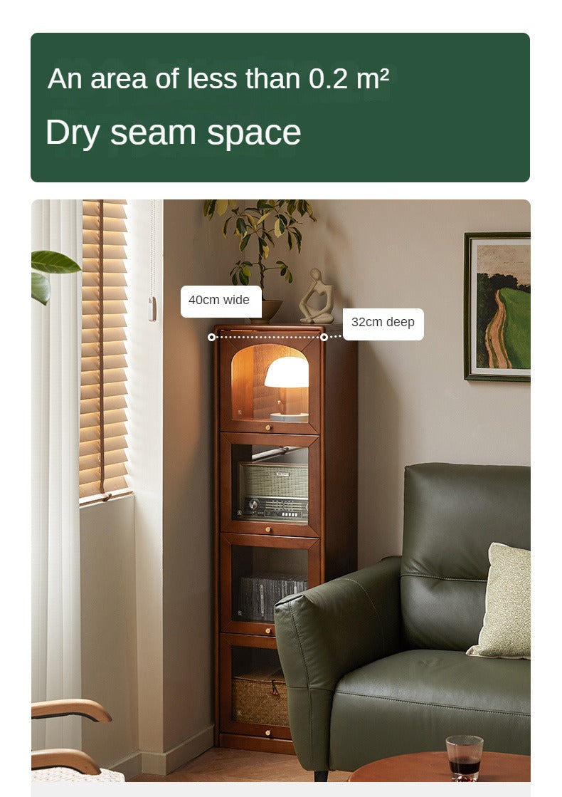 Poplar Solid Wood French Retro Glass Flip Door Bookcase