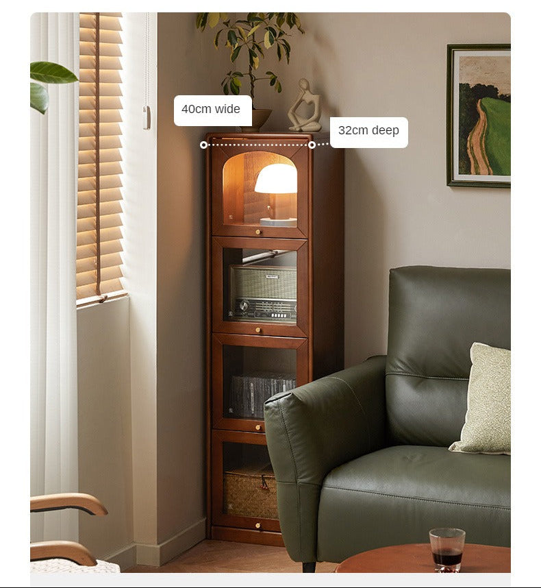Poplar Solid Wood French Retro Glass Flip Door Bookcase