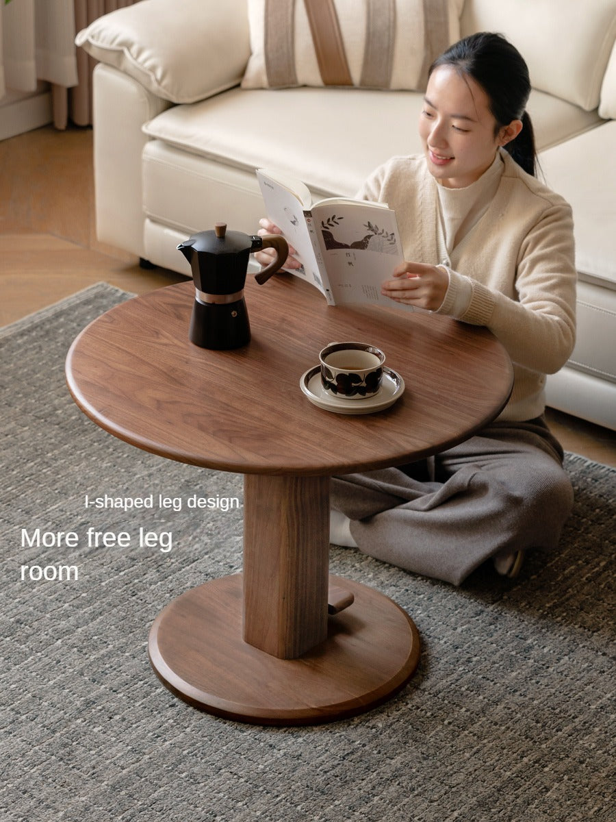 Black Walnut, Golden Sandalwood, Oak Round Solid Wood Coffee Table