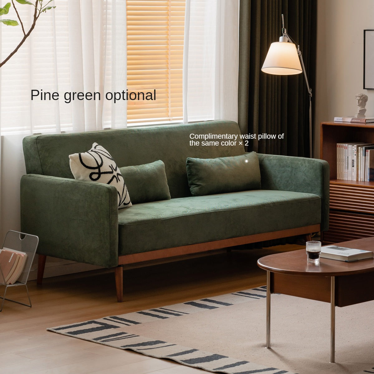 Fabric Modern Straight Retro Three Seater Sofa.