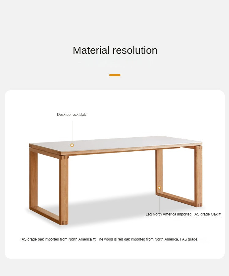 Oak Solid Wood Rectangular Rock Slab Dining Table