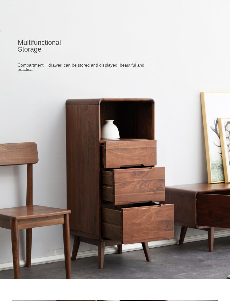 Black Walnut Solid Wood Side Cabinet