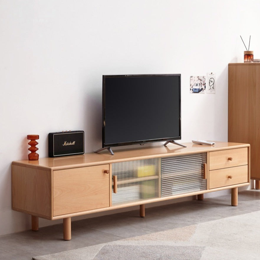 Beech Solid Wood Floor TV Cabinet.