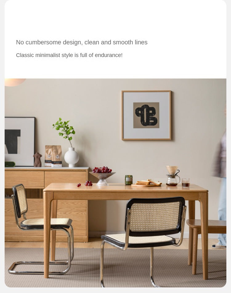 Oak, Ash Solid Wood Log Style Rectangular Dining Table