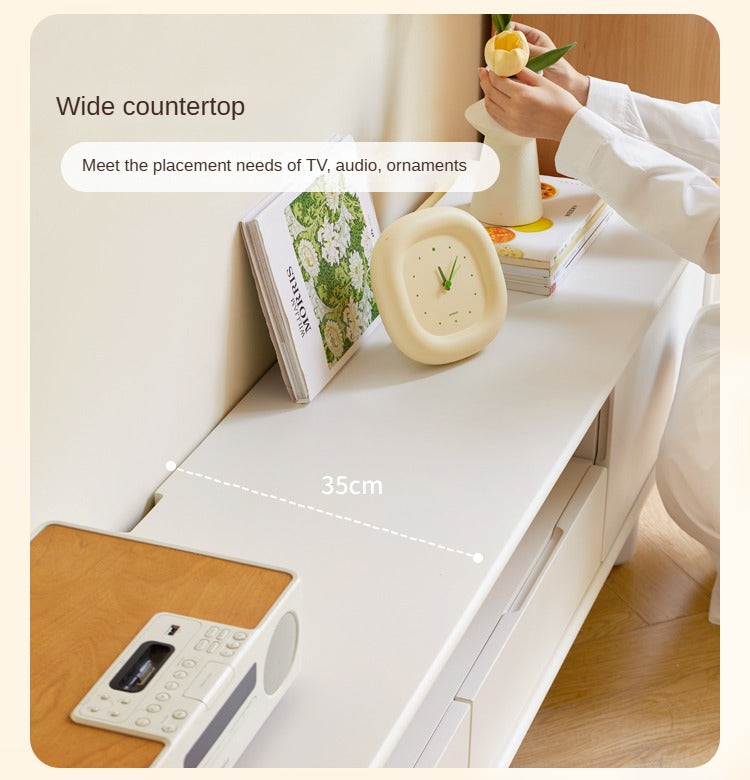 Rubber Solid wood French Cream Style TV Cabinet.