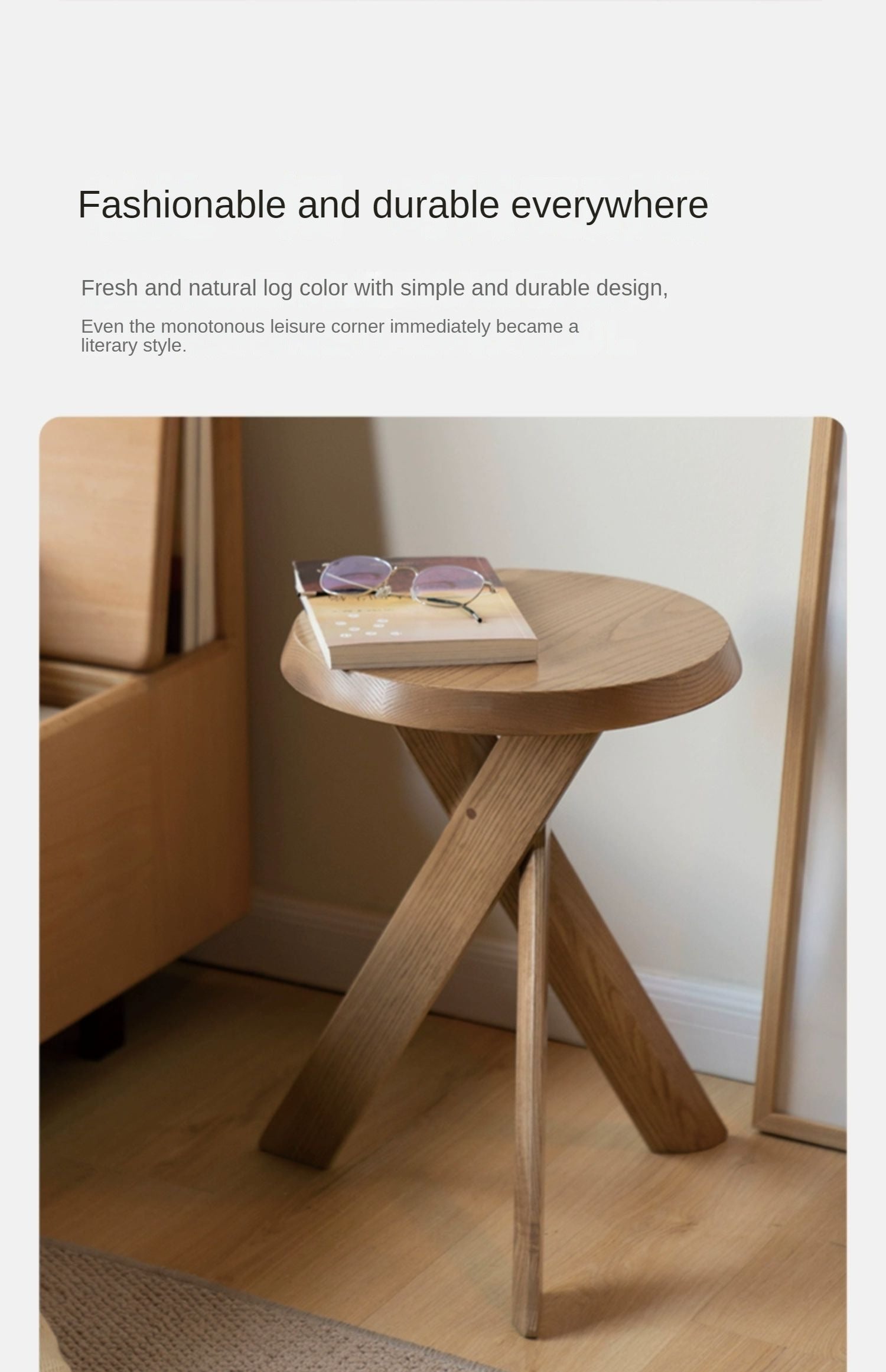 Ash Solid Wood White Wax Wood Side Table