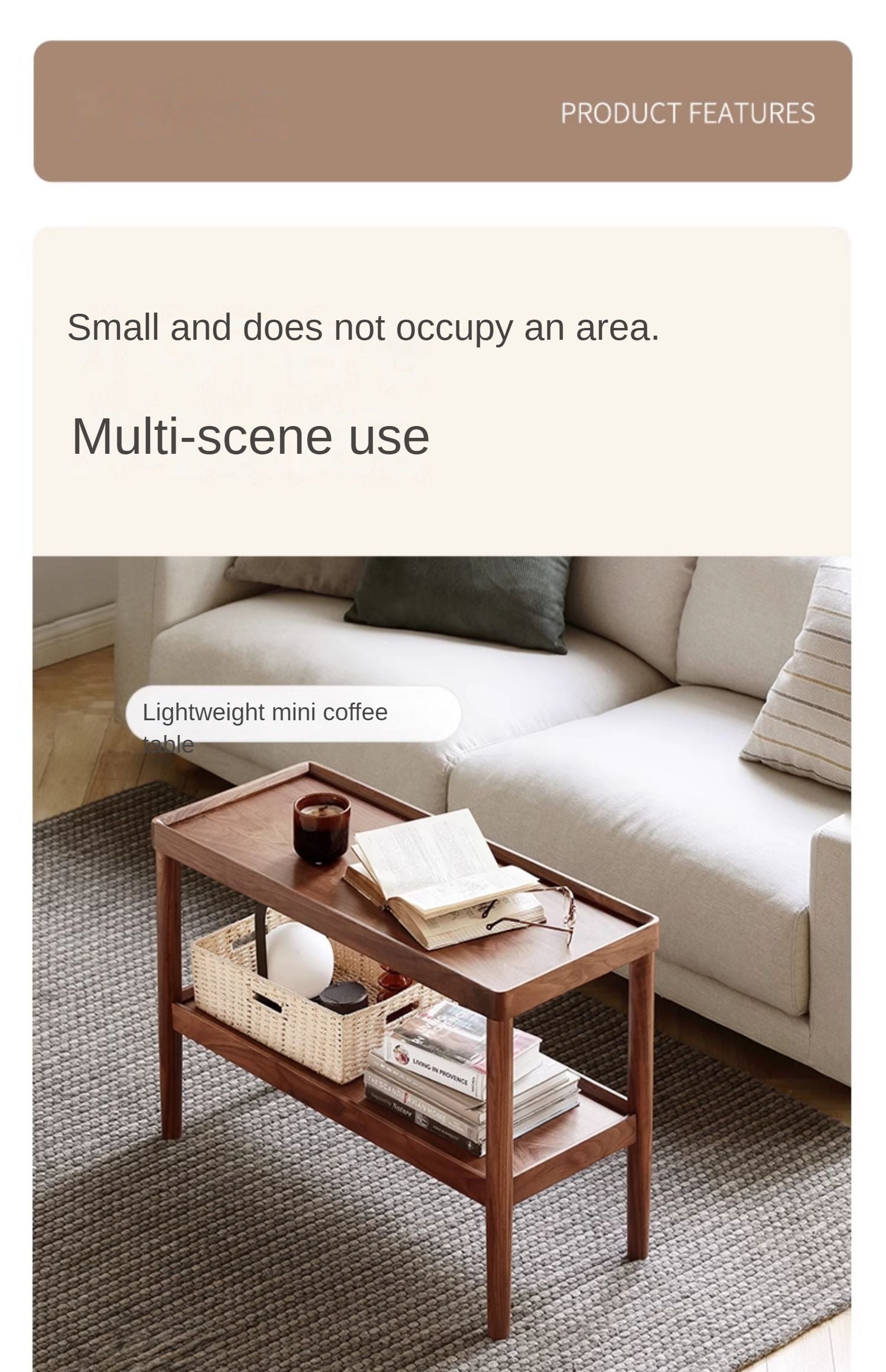 Black Walnut Solid Wood Narrow Double Layer Side Table