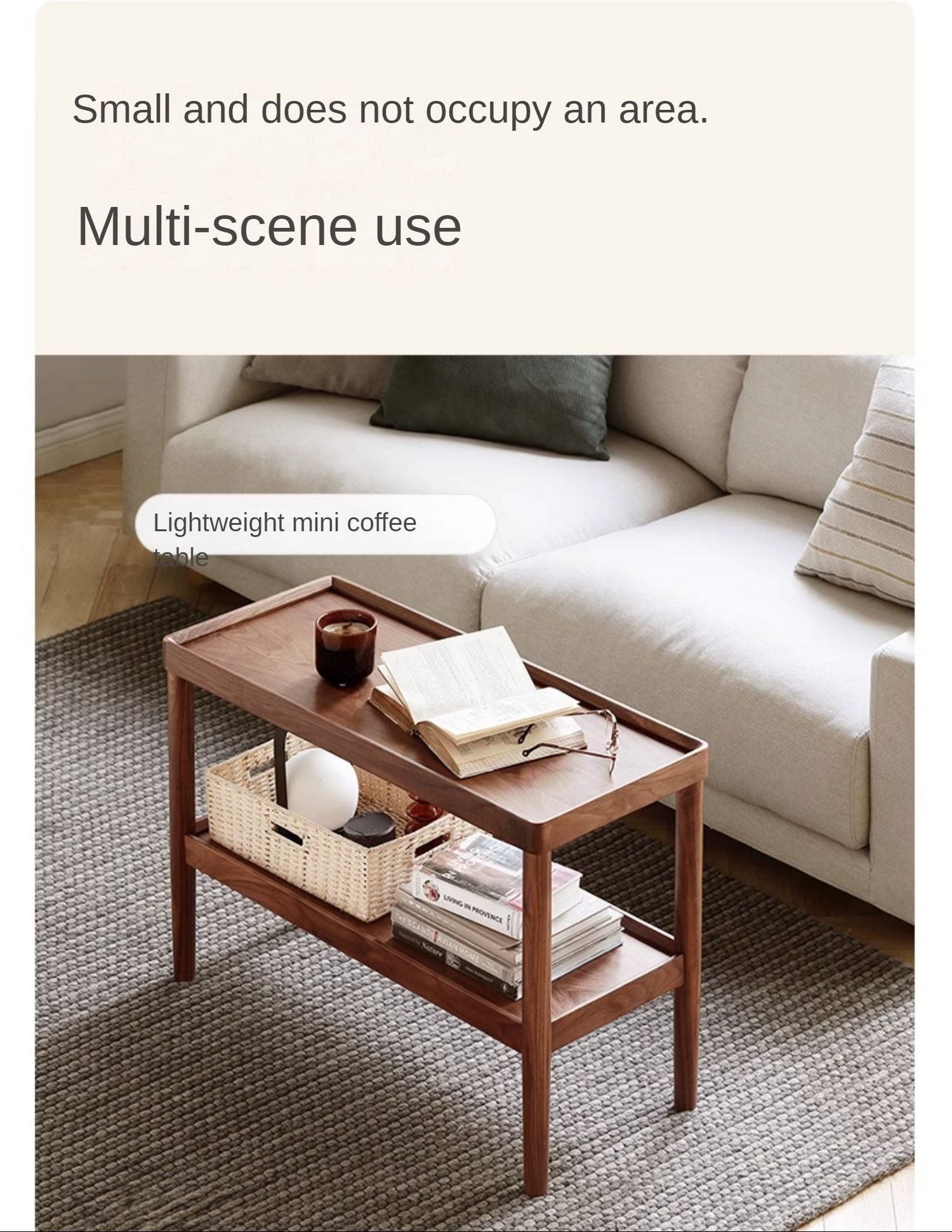 Black Walnut Solid Wood Narrow Double Layer Side Table