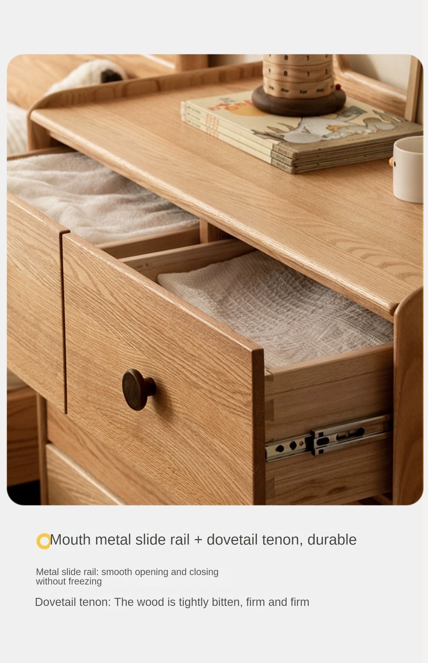 Oak Solid Wood Children's Drawer Cabinet
