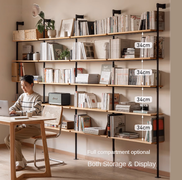 Oak, Poplar Solid Wood Industrial Style Multi-layer Storage Rack