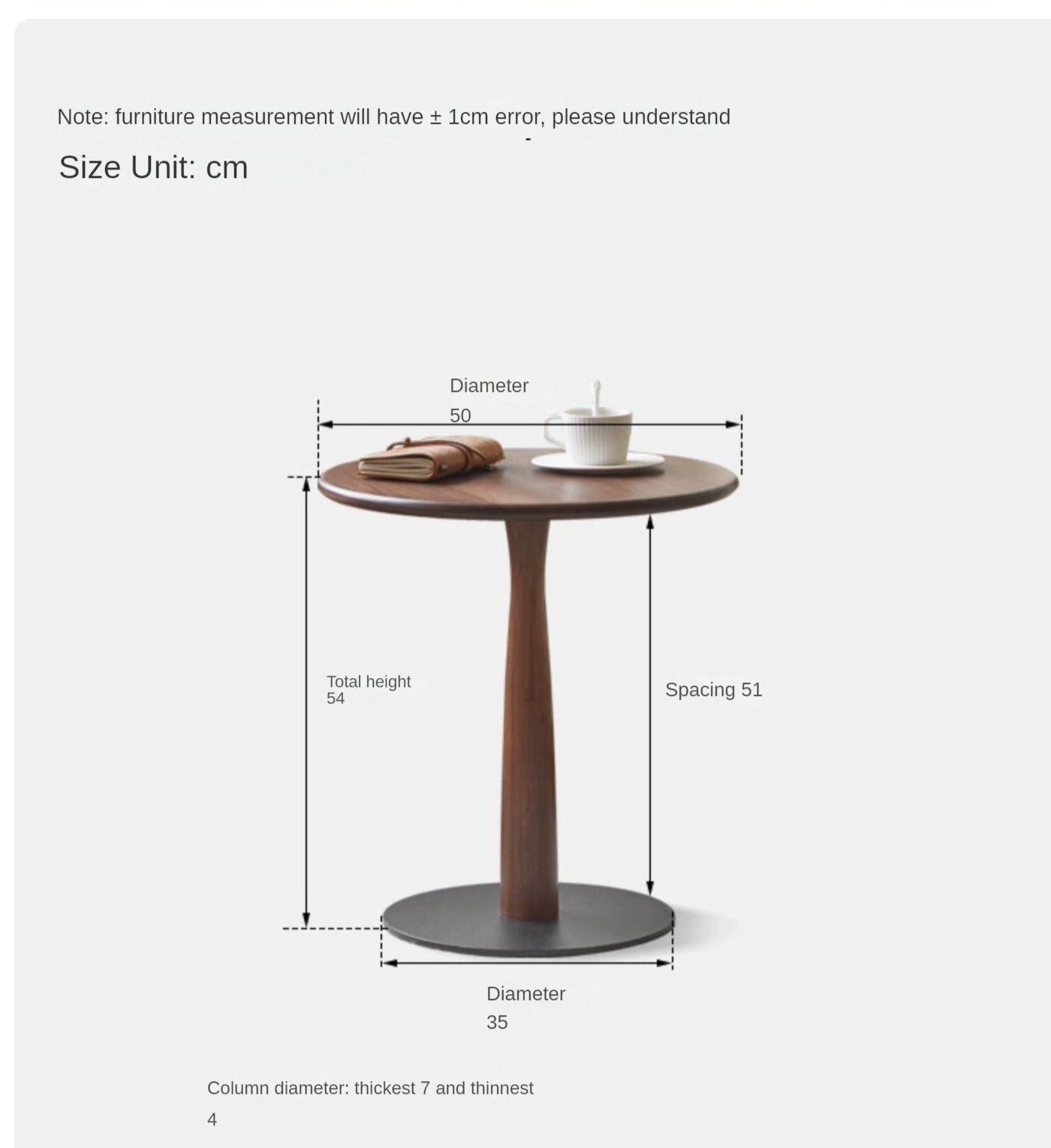 Black Walnut, Oak Solid Wood Round Side Table