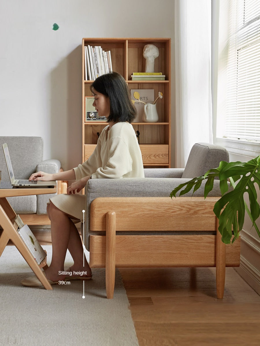 Ash Solid Wood Fabric Sofa.