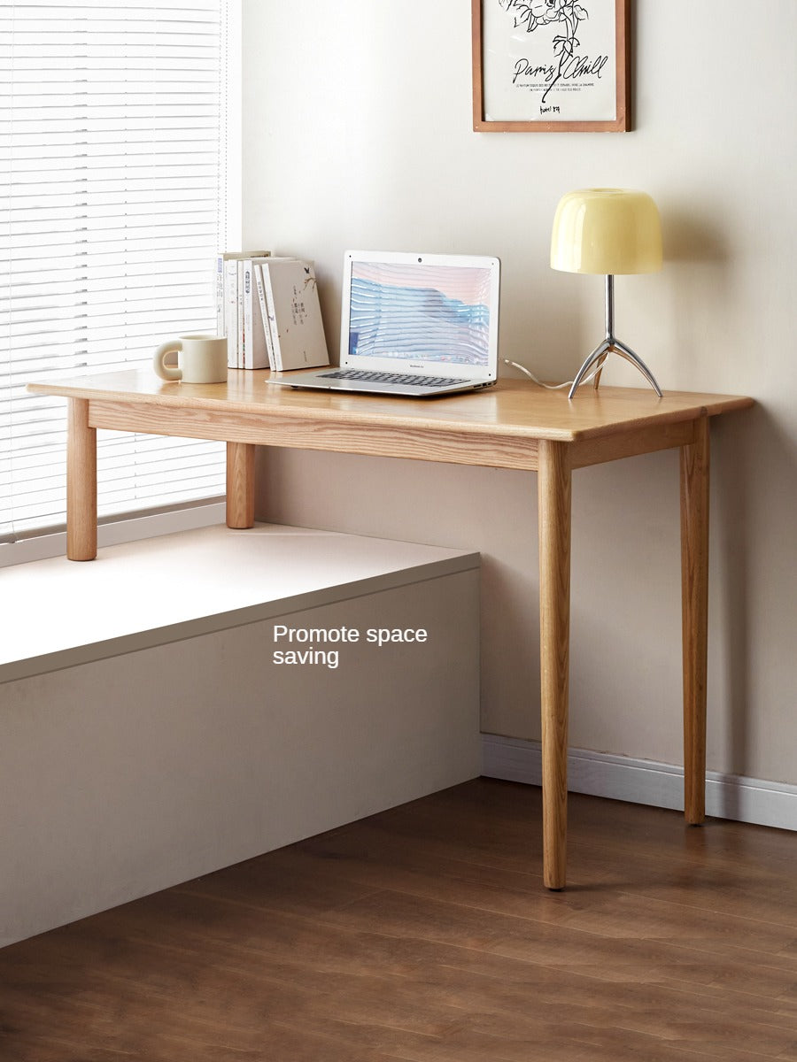 Oak Solid Wood Office Desk, Bay Window Desk
