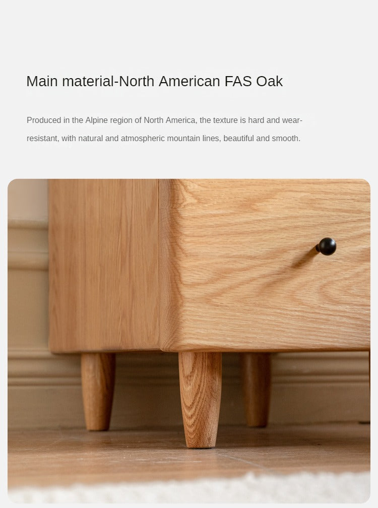 Oak, Ash Solid Wood, Solid Rubberwood Nightstand.