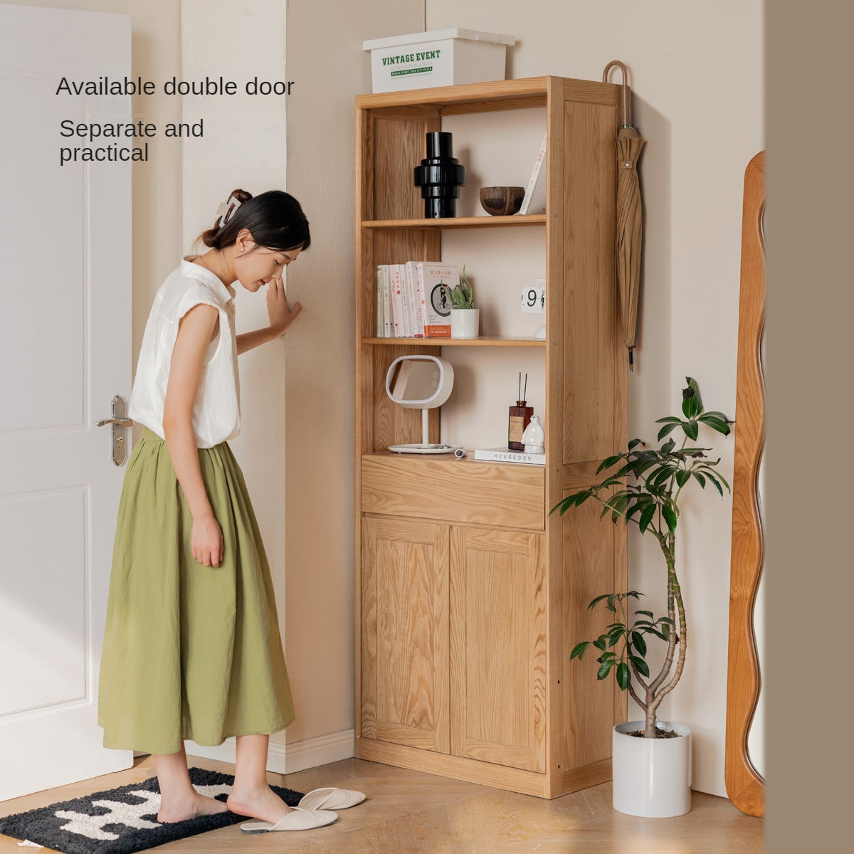 Oak Solid Wood Clothes Hangers Racks, Shoe Cabinets
