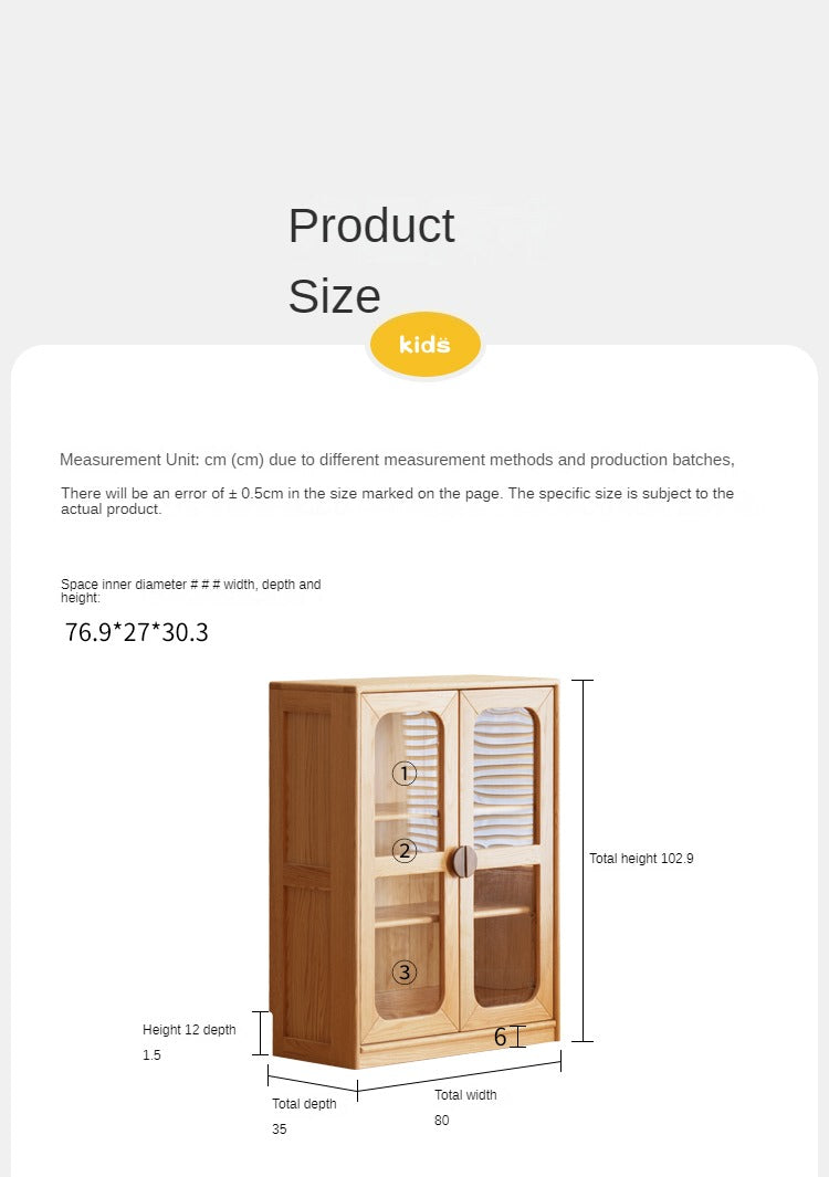 Oak Solid Wood Kids Bookcase Combination Bookshelf